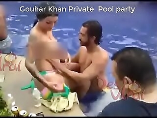 Indian Actress Gouhar Khan Private Pool party